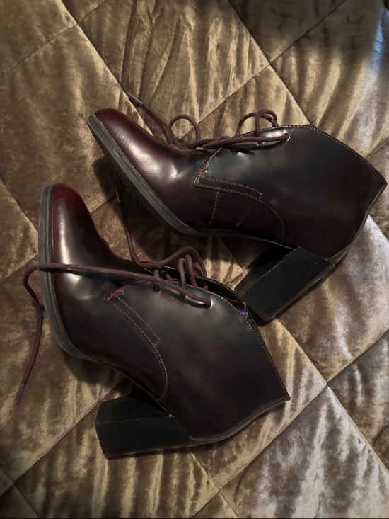 Clarks Shoes - Clarks Deep Burgundy Lace-Up Block Heel Ankle Boots